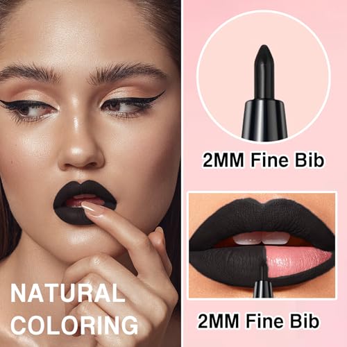 Black Matte Lipstick Lip Liner Gloss Set - Waterproof & Long-Lasting
