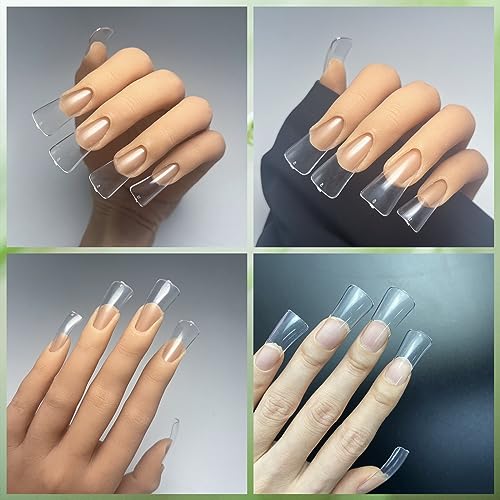 GoLashFun Full Coverage Duck Nails Tips,120PCS Natural Fan Flare Soft Gel X False Nail Extension Wide French Duck Full Cover Nail Tips for Acrylic Nails