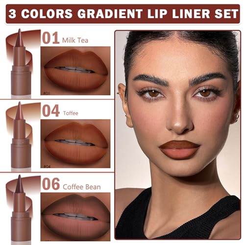 3-Color Gradient Lip Liner Set - Matte Velvet Long Lasting