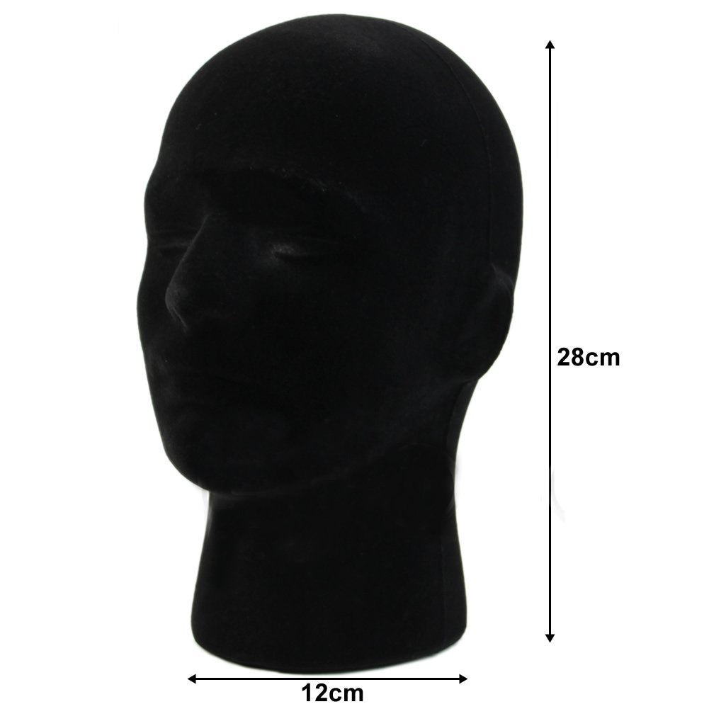 LIAMTU Male Wigs Display Mannequin Head Stand Model HTC Vive VR Headsets Mount Styrofoam Foam Black