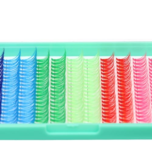 Bodermincer Black/Colored Cluster Lashes 240pcs 20D/40D DIY Eyelash Extension D Curl Long Individual Lashes Mixed Tray Faux Mink Lash Clusters Extensions 8-22mm (20D Colored 12-14-16mm Mixed)