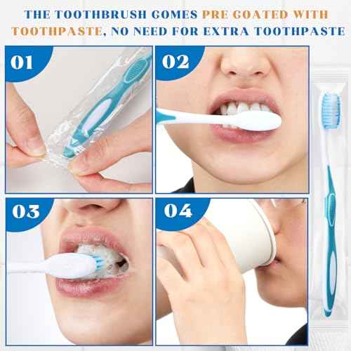 100 Pcs Prepasted Disposable Toothbrushes Individually Wrapped Pre Pasted Soft Bristle Tooth Brush Travel Toothbrush for Camping Guestroom Car Office School Hotel Homeless Gifts (Blue)