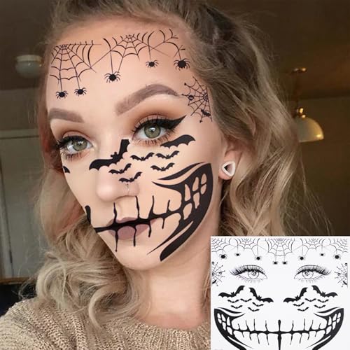 8Pcs Gothic Halloween Temporary Tattoos - Witch Zombie