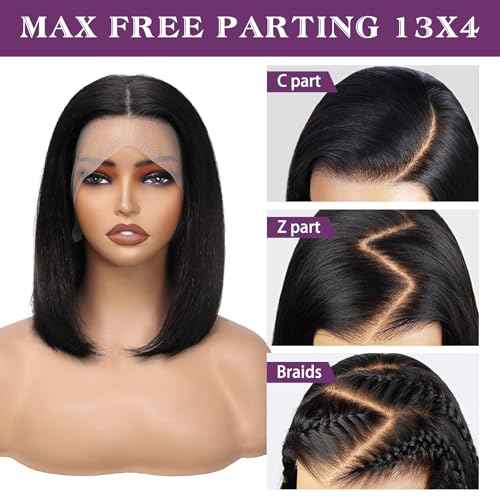 13x4 Lace Front Wigs Human Hair Pre Plucked 11 Inch HD Lace Front Wigs Human Hair Natural Color 180% Density Glueless Wig 100% Virgin Human Hair with Baby Hair for Women