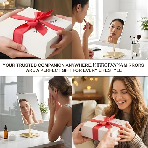 Mirrorvana Gold Large Free Standing Frameless Mirror 9.8 x 7 Inches