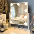 Vanity Mirror with Lights, Makeup Mirror with 3 Lighting Modes, Light Up Mirror with Touch Sensor, AC-Powered, 360 Rotatable, Metal Frame, with Detachable 10X Magnifying Spot Mirro, 14.1"