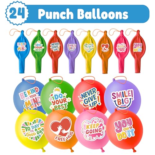 72 Pc Motivational Party Favors Set - Tattoos & Punch Balloons