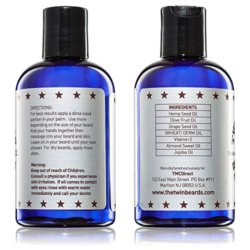Twin Beards Sandalwood Beard Oil for Men | Beard Conditioner for Men | Essential Beard Care | Beard Softener for Men during Beard Growth | Beard Moisturizer | Mens Beard Oil Sandalwood | 4 oz