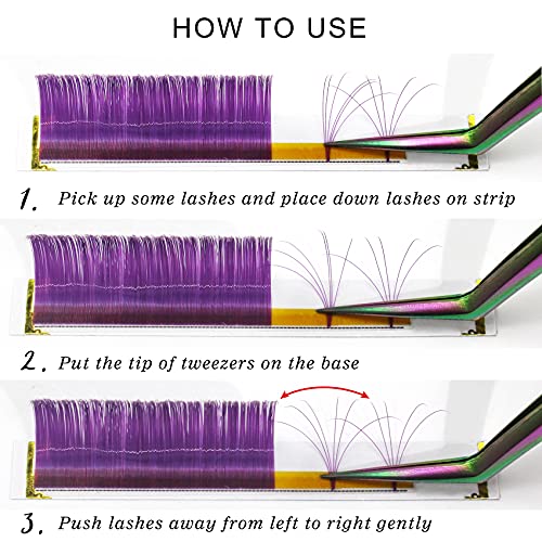 Colored Eyelash Extensions Purple Easy Fan Volume Lashes D-0.07-15 Color Lashes Easy Fan Lashes Mixed Lash Tray C D Curl Volume Lash Extensions Salon Use by B&Q LASH (Purple-D-0.07,15 mm)