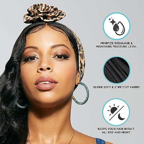 KISS COLORS & CARE Satin Scarf, Black | Soft Texture | Multi-Purpose | Prevents Hair Breakage