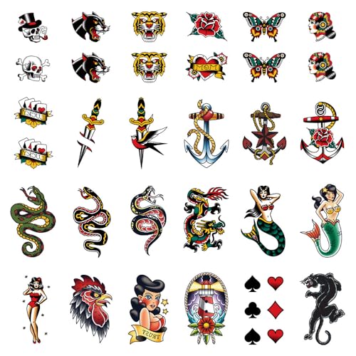 Temporary Tattoo Stickers Waterproof Set of 24 - Designs