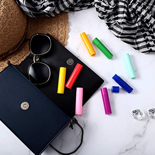 Maitys 48 Pcs 5ml Empty Lip Balm Tubes Bulk Colorful Rotatable Lip Gloss Container Tubes Refillable Gloss Bottles Plastic Empty Balm Containers Lipstick DIY Cosmetic Holder, 8 Colors