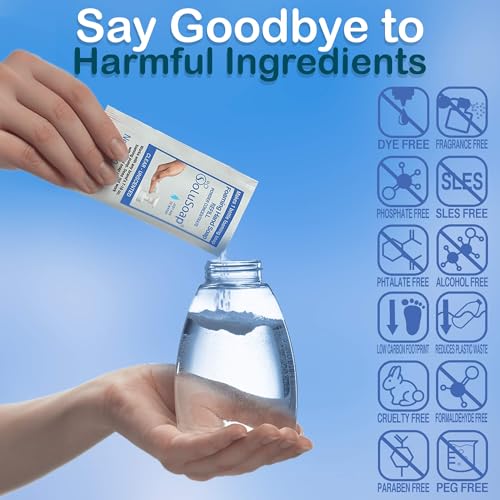 Unscented Makes 10 bottles of Premium Foaming Hand Soap, Fragrance Free, Quick Dissolve, Immediate Use Foaming Hand Soap Refills, Powder Concentrate. Use 99% less Plastic