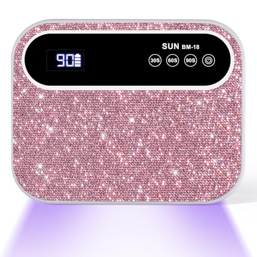 Led Nail Lamp, 126W Gel Nail Light Rechargeable Professional Lamp 42 Durable UV LED Beads Automatic Sensor Fast & Even Curing All Gel Polish Manicure at Home and in Salons(Pink Diamond)