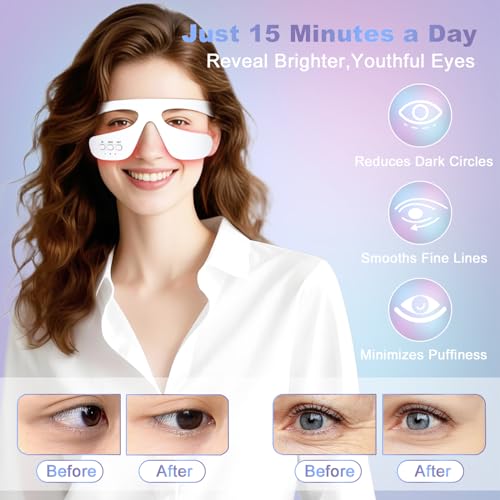 Under Eye Red Light Therapy Device with Massage - 3 Modes for Dark Circles & Eye Fatigue
