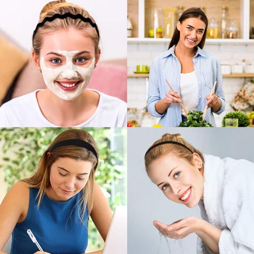AHONEY 7-Pack Black Headbands with Teeth Non-Slip