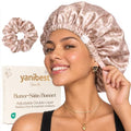 YANIBEST Adjustable Satin Bonnet with No Damage Hair Scrunchie - Leopard Pink