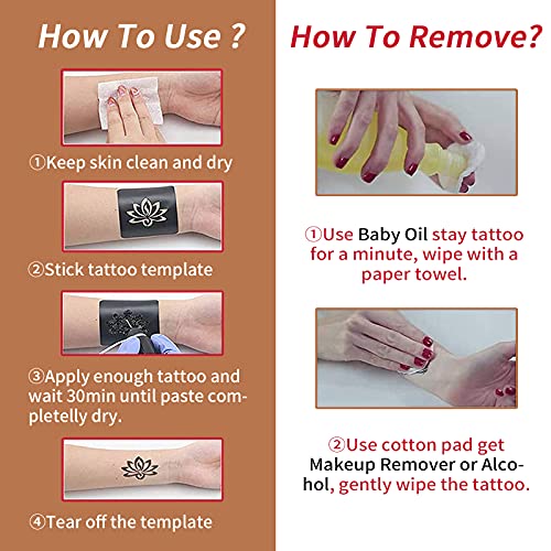 Temporary Tattoos Kit, Yomagine Semi Permanent Tattoo Ink, DIY Fake Freckles Temporary Tattoos for Women Men Kids, Summer Trend Freehand Ink with 78 Pcs Tattoo Stencils, Jagua Gel - Full Kit 5 Bottles