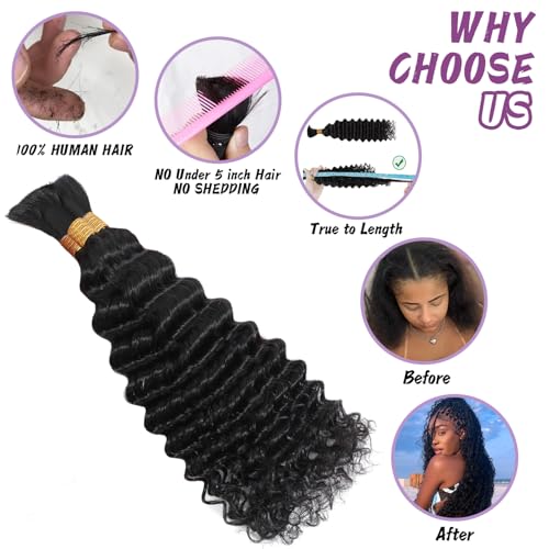 Afihond Boho Braiding Hair 18" Deep Water Wave 3 Bundles