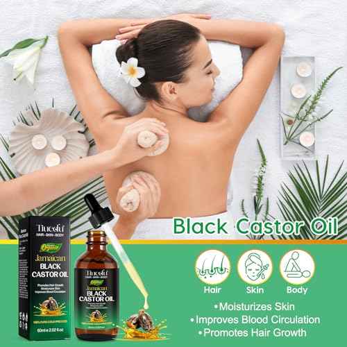 Tiuedu 2PCS Jamaican Black Castor Oil for Hair Growth,Thicker Eyelashes & Eyebrows,Castor Oil for Face,Body & Skin,100% Pure Cold Pressed Black Castor Oil,Hair Nourishing Oil