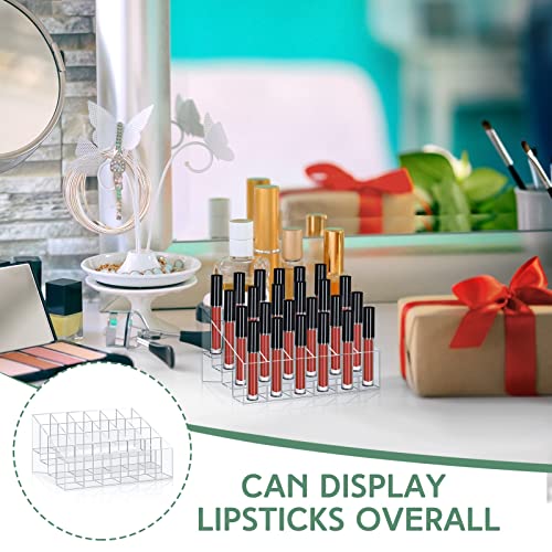 Macarrie 4 Pieces Lipstick Holder Organizer 24 Slot Acrylic Lipstick Makeup Organizer Case Display Stand Storage Box for Lipsticks Lipgloss Brushes Cosmetics