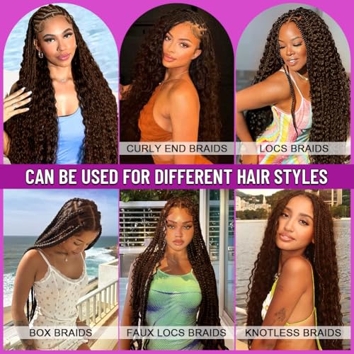 100% Human Hair Boho Braids Deep Wave 18in #4 Brown
