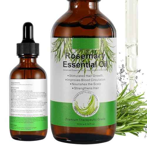 Rosemary Oil for Hair Growth, Natural Essential Oil with Aromatic Experience, Organic Pure Rosemary Essential Oil for Beard Growth, Eyelash Care, Nourishes the Scalp, Skin Care - 2.02 Fl Oz
