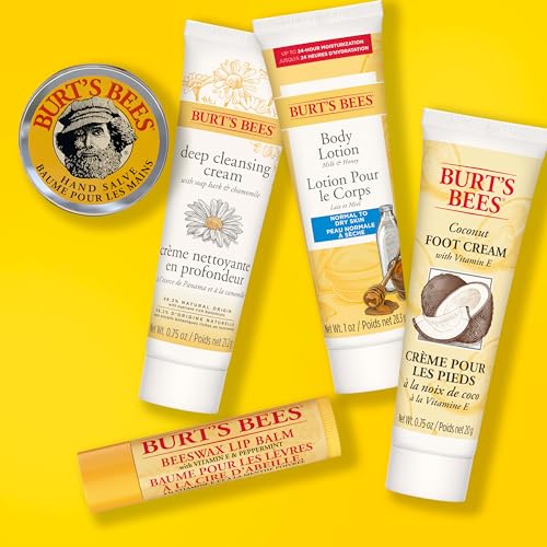 Burt's Bees Gifts Ideas - Essential Everyday Beauty Set, 5 Travel Size Products - Deep Cleansing Cream, Hand Salve, Body Lotion, Foot Cream and Lip Balm