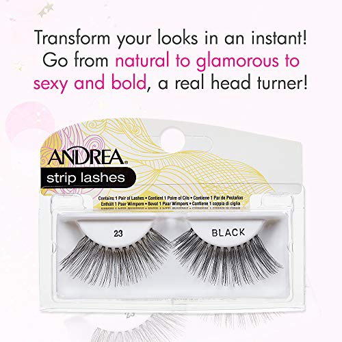 Andrea Strip Lashes Style 23 - Black, 4 Pair Reusable Human Hair