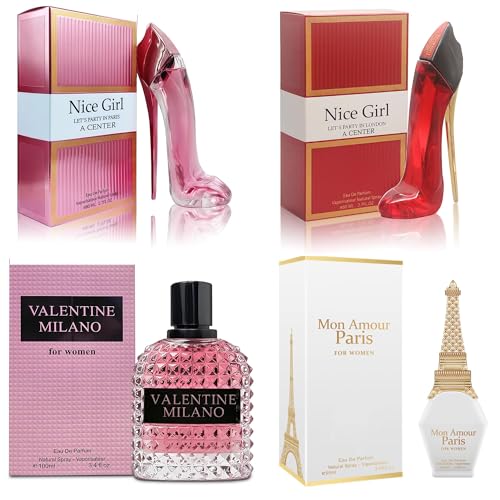 Women's Perfume Set 4-Pack | 3.4 Fl Oz Eau de Parfum Bottles