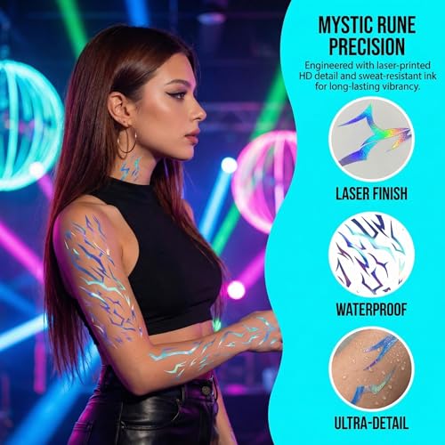 100 Dark Fantasy Demon Mark Temporary Tattoos - 4 Sheets
