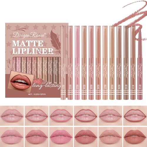 12 Color Matte Velvet Lip Liner Set - Long Lasting