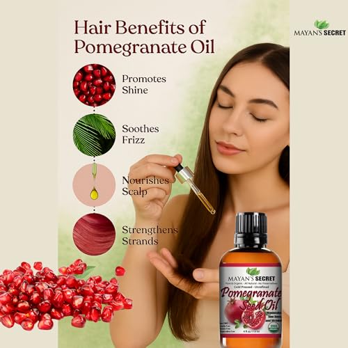 USDA Certified Organic Pomegranate Seed Oil for Skin Repair -Glass Bottle Cold Pressed and Pure Rejuvenating Oil for Skin, Hair and Nails 1oz
