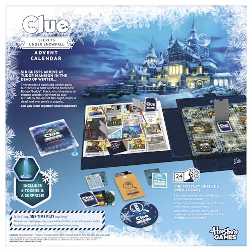 Clue Advent Calendar: Secrets Under Snowfall - 24 Day Family Mystery Game