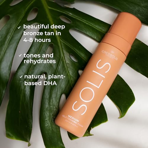 COCOSOLIS SOLIS medium self-tanning lotion for face and body, mousse for a rich, natural and long-lasting tan, with plant-based DHA (200 ml)