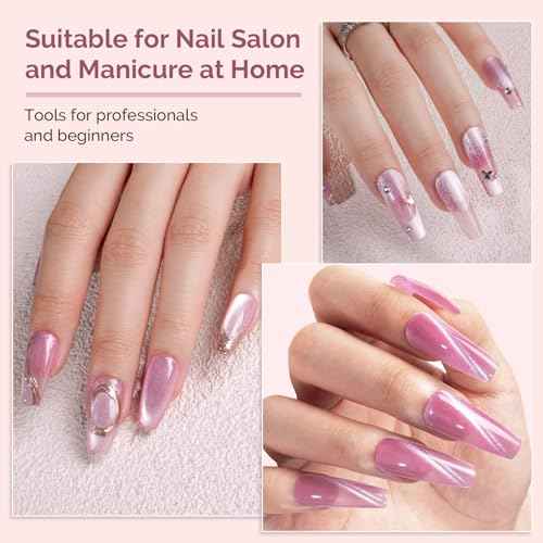 MelodySusie Nail Magnet Set 12PCS, Cat Eye Gel Nail Polish Magnets, Square Round Double Ended Magnet Stick, Cat Eye Magnet for Nails, Strong Magnetic Nail Polish Magnets Nail Design Tools