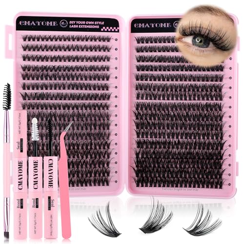 CMAYOME Lash Clusters Kit 9-16mm Natural Wispy Lashes 640Pcs