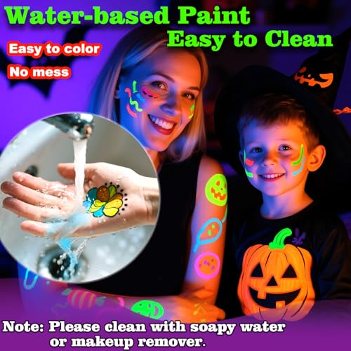 Hapickid 7-Color Glow in The Dark Face & Body Paint Sticks for Black Light Parties
