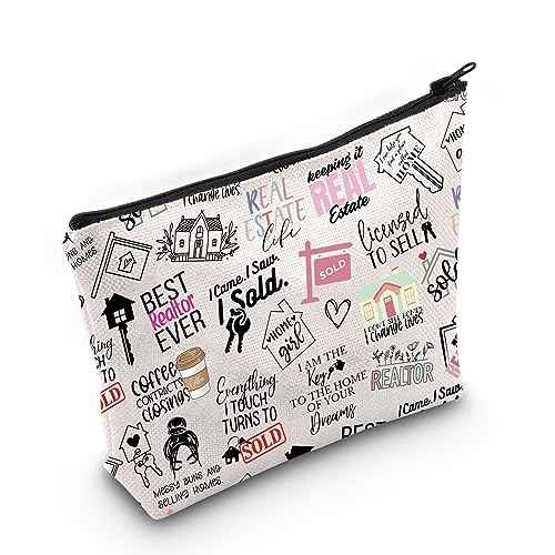 WCGXKO Novelty Realtor Gift Realtor Sayings Real Estate Life Quotes Canvas Makeup Bag (realtor)