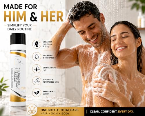 3-in-1 Men & Women Shampoo Conditioner Body Wash - 10 oz