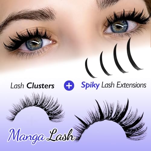 Spiky Lash Clusters Individual Lashes 14-22mm Mix Length C Curl Spiky Lash Extensions Premade Eyelash Cluster DIY Spikes Eyelash Cluster Volume Fairy Lash Extension