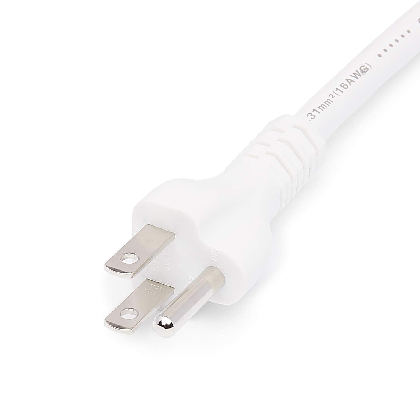 Amazon Basics Power Extension Cord, 3 Feet, 13 Amps, 125V, White