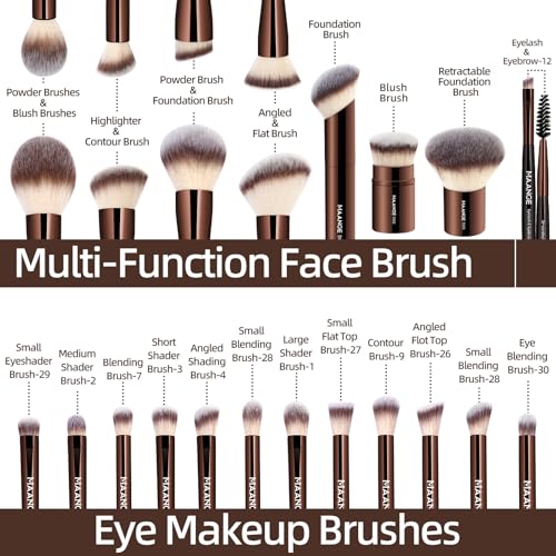 MAANGE 21-Piece Makeup Brush Set with Double-Ended Kabuki Brushes