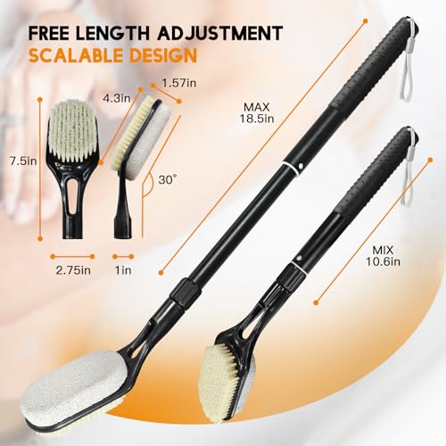 Extendable Long Handle Foot Scrubber with Pumice Stone for Shower (17"-25")