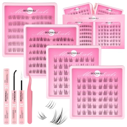 Moonkali 4-Box Natural Lash Clusters Kit – 3 Styles with Bond & Seal