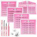 Moonkali 4-Box Natural Lash Clusters Kit – 3 Styles with Bond & Seal
