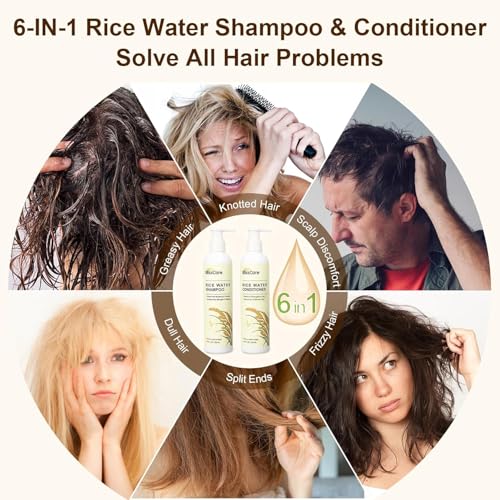 Rice Water Shampoo and Conditioner Set with Biotin