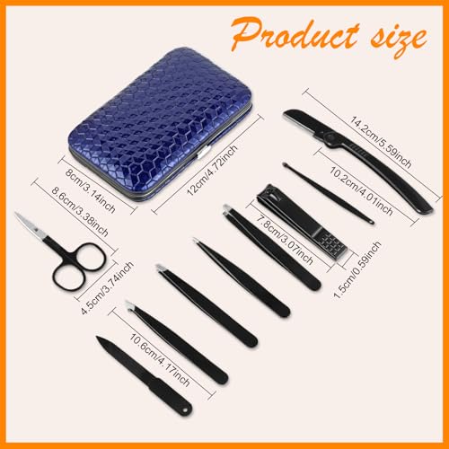Yougai 9-Piece Tweezers and Nail Clippers Kit with Travel Case