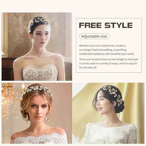 Flower Girl Headband, Princess Crystal Headpiece,Flower Girl Hair Accessories, Rhinestone Pearl Headband, Suitable for Girls and Bride Wedding £¨Silver£©