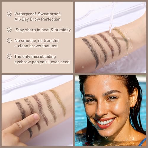 Dual-Ended Microblading Eyebrow Pen - 4D Brow Brush & Precision Tip
